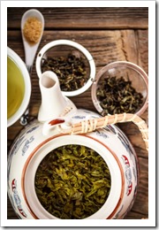 Green tea in teapot